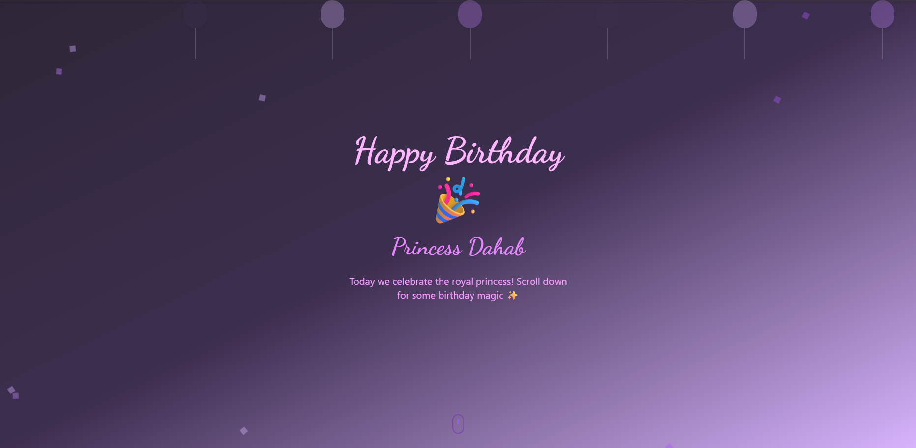Birthday Website Mockup
